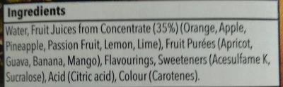 Exotic Juice Drink ingredients label