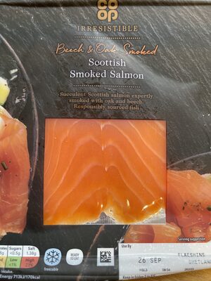 Scottish smoked salmon front packaging