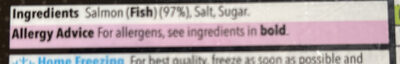 Scottish smoked salmon ingredients label