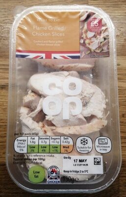 Flame grilled chicken slices