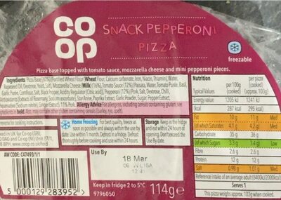 Snack pepperoni pizza