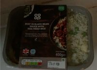 Beef in black bean sauce with egg fried rice