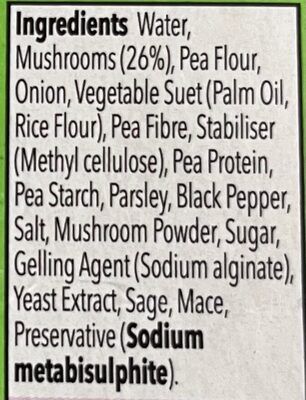 Sizzlin’ Sausages ingredients label