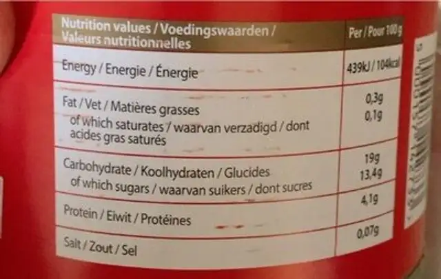 Purée de tomates double concentrée nutrition facts table