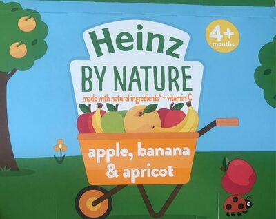 Apple, banana & apricot front packaging