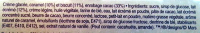 Twix barres glacées ingredients label