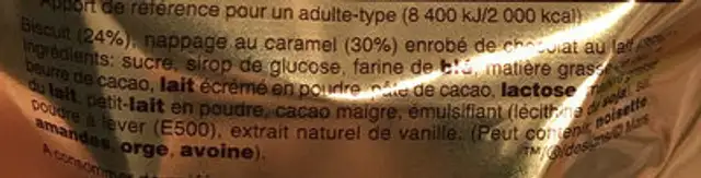 Twix Mini Cubes ingredients label