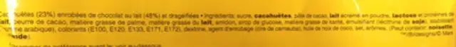 M&M's peanut ingredients label