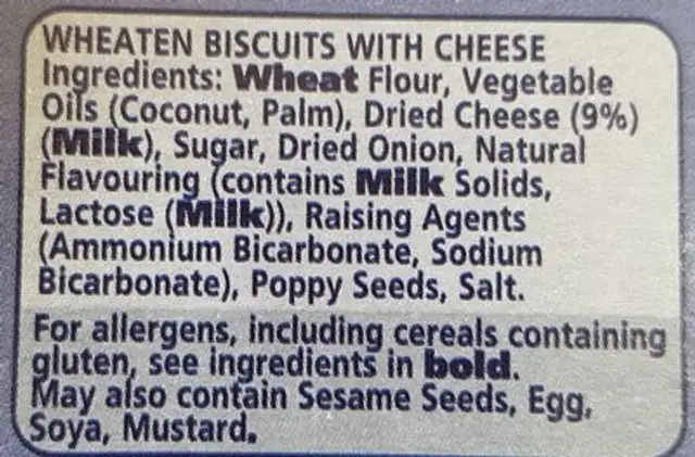 Melts Cheese ingredients label
