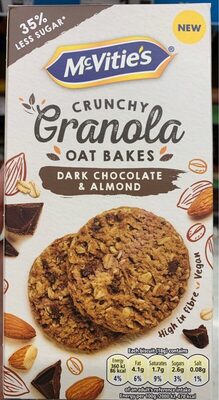 Crunchy oat bakes dark chocolate and almond front packaging