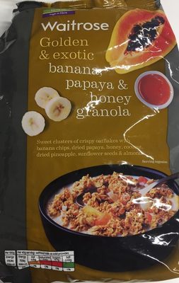 Golden & exotic bananas, papaya & honey granola