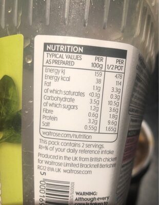 Comforting chicken & vegetable broth nutrition facts table