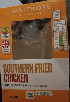 Southern fried chicken with honey and mustard wrap front packaging