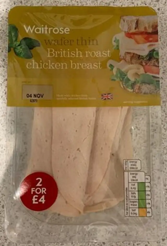 Wafer thin British chicken breast front packaging