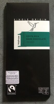 Costa Rica dark chocolate 75% front packaging