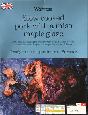 Slow cooked pork with a miso maple glaze front packaging