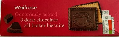 9 Dark Chocolate All Butter Biscuits front packaging