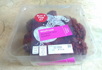 Beetroot, feta falafels front packaging
