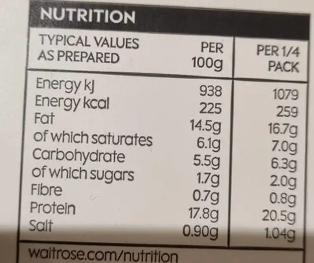 British beef & Mozzarella meatloaf with tomato & basil sauce nutrition facts table