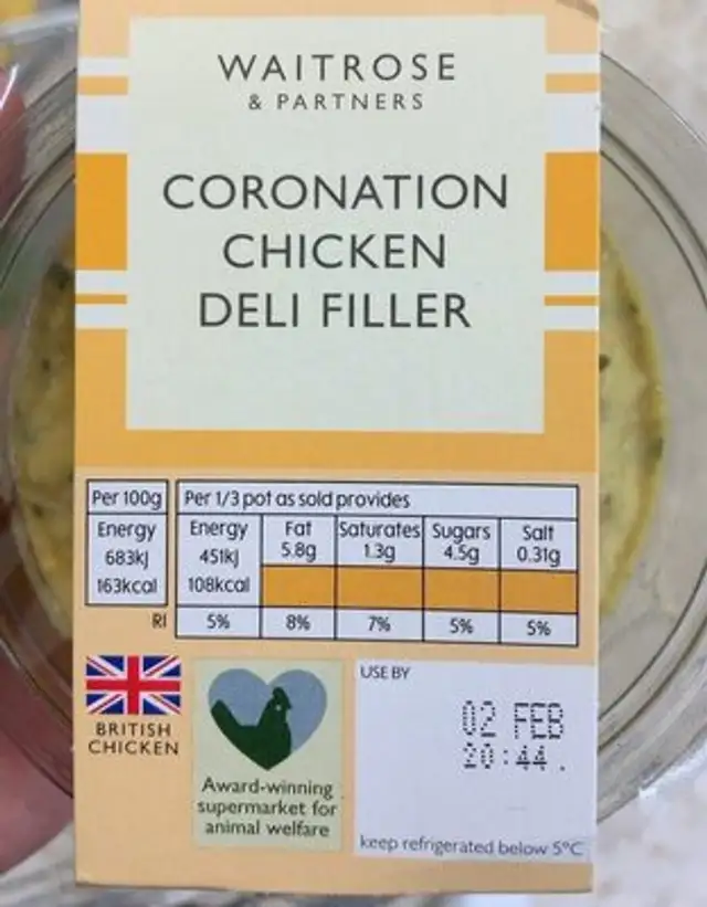 Waitrose Coronation Chicken deli filler front packaging