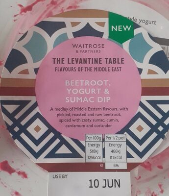 Beetroot, yogurt & sumac dip front packaging