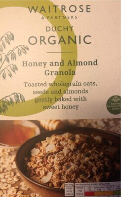 Honey and almond granola front packaging
