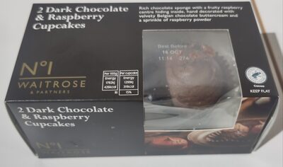 2 Dark Chocolate & Raspberry Cupcakes