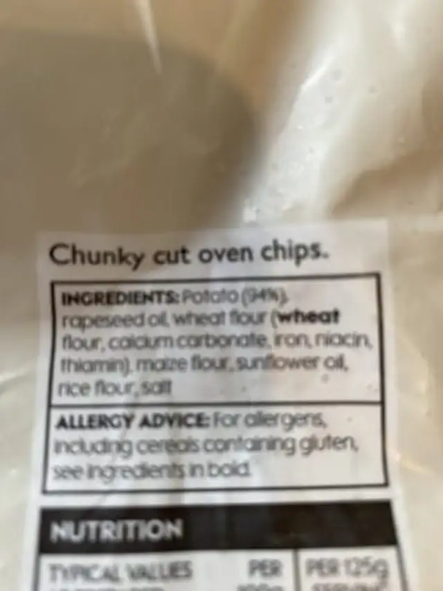 Unknown ingredients label