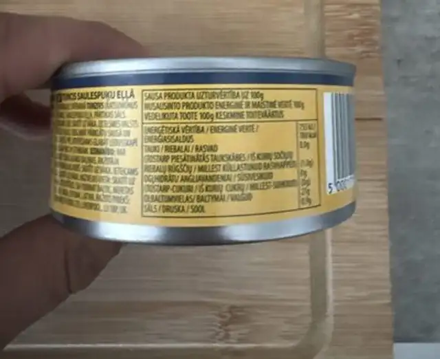 Tuna Steak In Sunflower Pil nutrition facts table