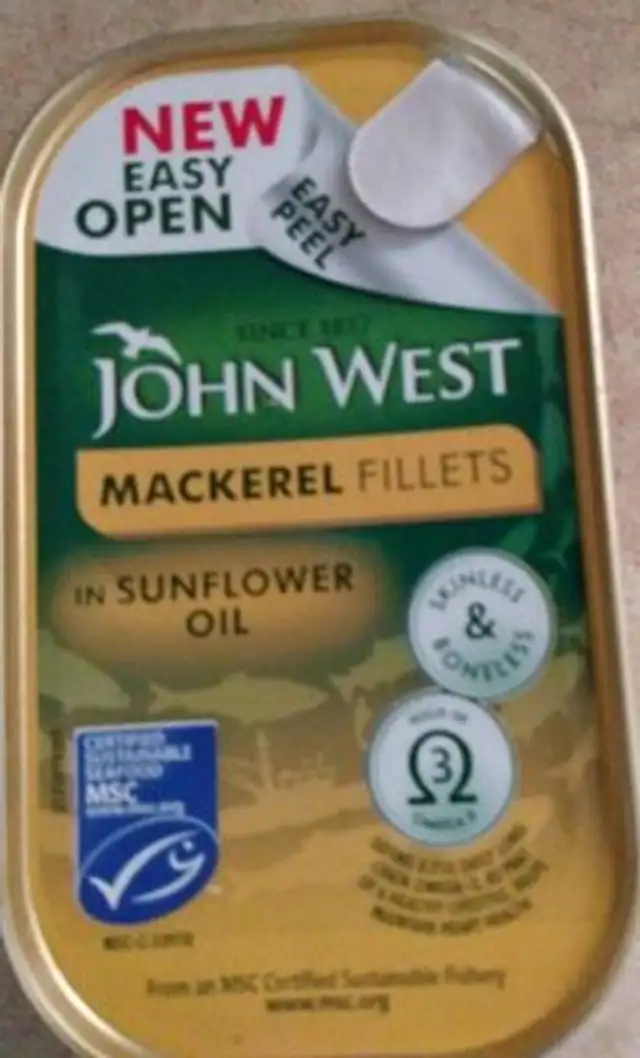 SINCE 1857 MACKEREL / MAKREE JOHN WEST MACKE Jo fe front packaging