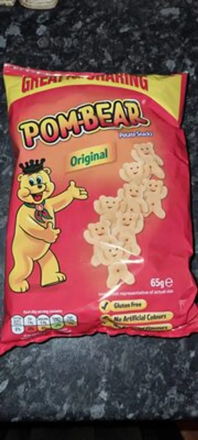 Pom-Bear crisps Original front packaging