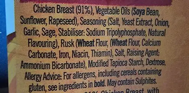 Slow Roasted Chicken Bites ingredients label