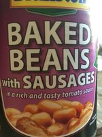 Branston baked beans with sausages