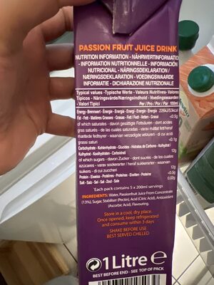 Deluxe passion ingredients label