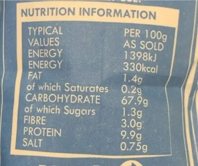 Self raising flour nutrition facts table