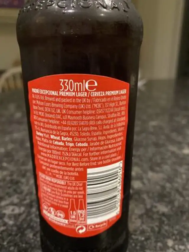 Beer ingredients label