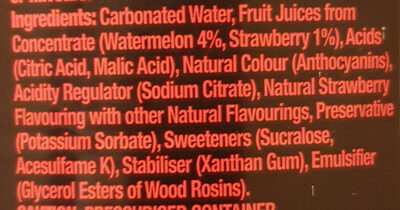 Strawberry watermelon sugar free ingredients label