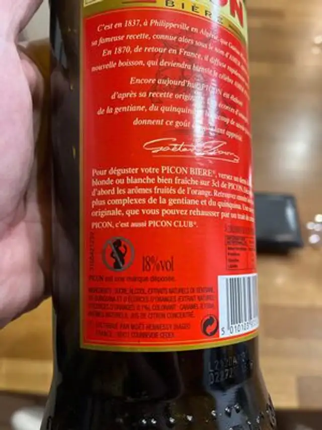 Picon Bière ingredients label