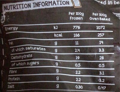 Gastro triple cooked chips nutrition facts table