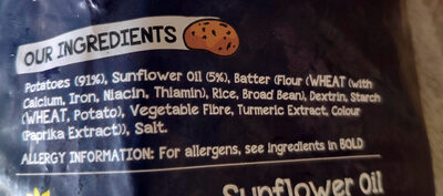 HOME CHIPS CHUNKY ingredients label