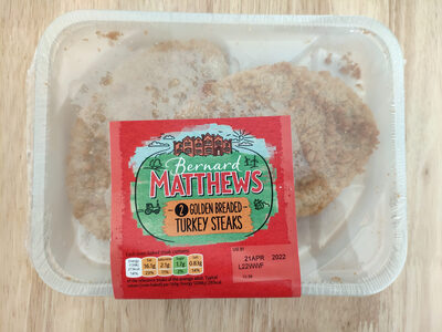 Golden breaded turkey steaks front packaging