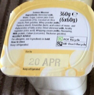 Morrisons lemon mousse front packaging