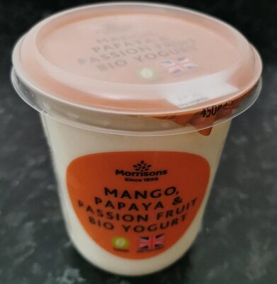 Mango,papaya&passion fruit bio yogurt front packaging