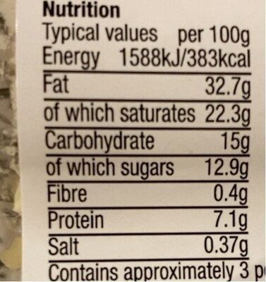 Pineapple & Almond Cream Cheese Roll nutrition facts table