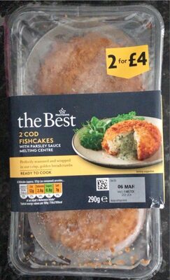 The Best 2 Cod Fishcakes with parsley sauce melting centre