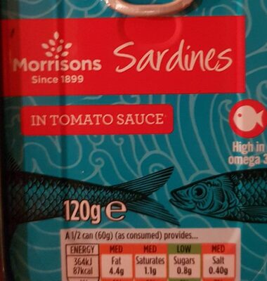 Sardines in tomato sauce front packaging