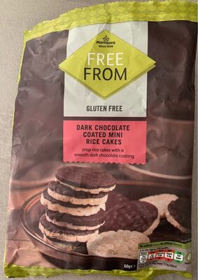 Dark chocolate coated mini rice cakes