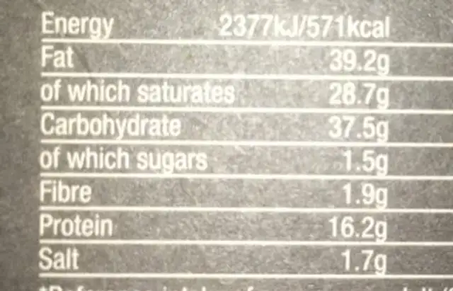 Morrisons The Best: All Butter Aged Gouda Cheese Straws nutrition facts table