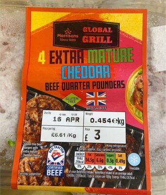 Extra mature cheddar beef 1/4 pounders