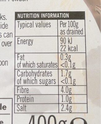 Super-Beet Kimchi nutrition facts table